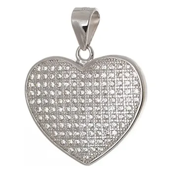 Šperk Stříbrný přívěšek srdce s čirými zirkony STRZ0523F