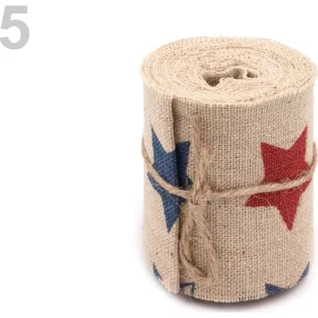 Stuha Balvněná stuha - hvězdy modročervené - 60mm/3 m