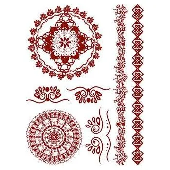 Odstranitelné tetování Červené mandaly - henna nalepovací tetování