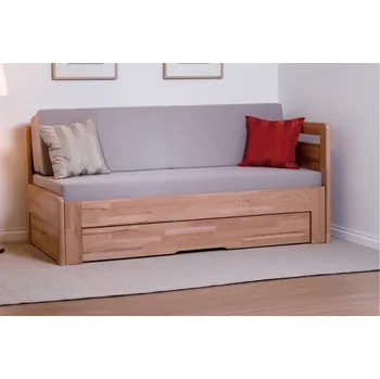 Ložnice BMB Postel Tandem ORTHO s pravým čelem - masivní buk Moření: tmavý ořech, Provedení: oblé, Rozměr: 90/180 x 200 cm