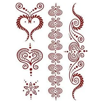 Odstranitelné tetování Červená srdce - henna nalepovací tetování