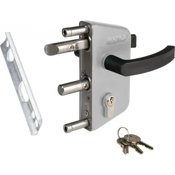 LAKZ – zámek pro zahradní branky Šedá RAL 7040 Kulatý 40 mm