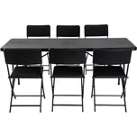 Campingový rozkládací stůl s židlemi | 7-dílný set