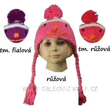 Čepice Dívčí zimní čepice Wolf A2401 Barva: růžová, Velikost: 0-1 rok