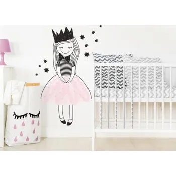 Samolepící dekorace Yokodesign Nálepka na zeď - barevné postavičky - princezna Amálka Velikost: velká - L