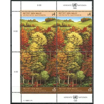 Poštovní známka (1988) MiNr. 81 - 82 ** - OSN Vídeň - 4-bl - Zachraňte les