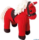 Plyšová hračka - Manšestrový koník se zvuky červený (Mertens) - Doprodej