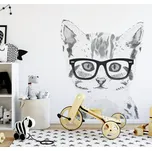 Yokodesign Samolepka na zeď - kočka v brýlích Velikost: XL, Barva brýlí: černá
