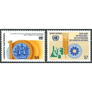 Poštovní známka (1981) MiNr. 21 - 22 ** - OSN Vídeň - 10 let program rozvojové pomoci OSN
