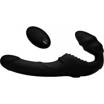 Připínací penis Strap U Pro Rider 9X Vibrating Silicone Strapless Strap On with Remote Control Black