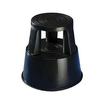 Stolička Pojízdná plastová kruhová stolička - černá