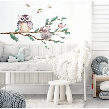 Samolepící dekorace Yokodesign Nálepka na zeď - Sova na větvi