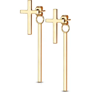 Náušnice Šperky4U Zlacené ocelové náušnice křížky - OPN1017-RD