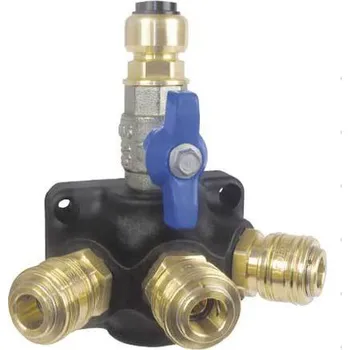 Vodovodní potrubí TECTITE Ukončovací krabice pro rozvod vzduchu spojka 22 mm + kohout - 2 x Rychlospojka