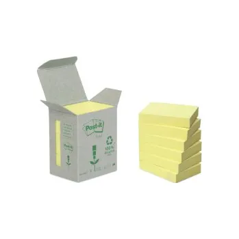 Samolepící bloček Samolepící bločky Post-it recyklované - 76 x 76 mm / žlutá / 6 x 100 lístků