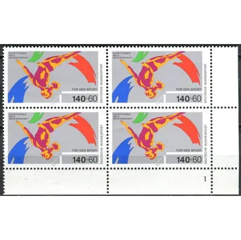 Poštovní známka (1989) MiNr. 1409 ** - Německo - 4-bl - d.z. - Sportovní podpora: MS Sportovní gymnastika, Stuttgart