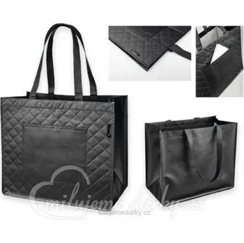 polaminovaná nákupní taška z netkané textilie, 130 g/m2, SANTINI, černá