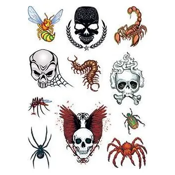 Odstranitelné tetování Lebky, pavouci a další příšerky - sada tetovaček