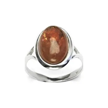 Prsten Stříbrný prsten, přírodní granát Hessonite, 14 x 10 mm, T 1454 m