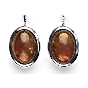 Náušnice Stříbrné náušnice, přírodní granát Hessonite, 14 x 10 mm, NK 1454