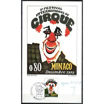 Poštovní známka (1975) MiNr. 1184 O - Monako - karta - Mezinárodní festival Cirkus Monte Carlo
