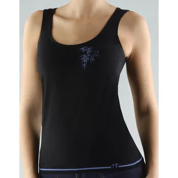 Gina Tílko s proužkem a tiskem na předním díle 08986P Barva/Velikost: černá, ocelová / S/M