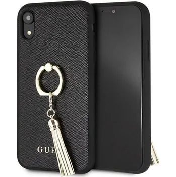 Pouzdro na mobilní telefon Guess Saffiano Ring Hard Case pro Apple iPhone XR černé
