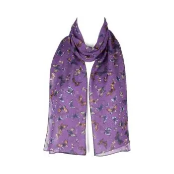 Šátek Šátek šifónový motýlci, Barva Fialová Gift3 2233