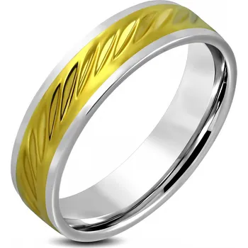 Prsten Šperky4U Ocelový prsten zlacený, šíře 6 mm - velikost 65 - OPR1808-6-65