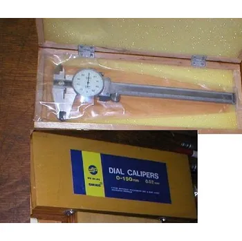 Posuvné měřítko Posuvné měřítko s úchylkoměrem, 0-150 mm, ČSN 251235, China ( Výroba 80. léta. Měřidla se běžně používají v průmyslu.)