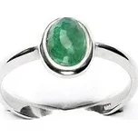 Stříbrný prsten, přírodní smaragd, T 1354