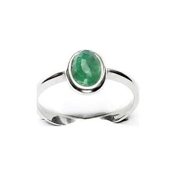 Prsten Stříbrný prsten, přírodní smaragd, T 1354