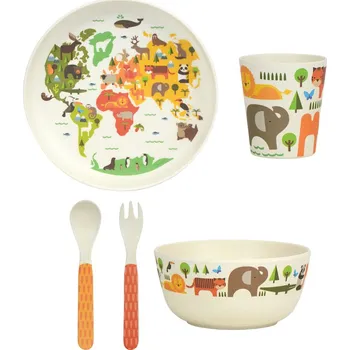 dětská jídelní sada Petitcollage Bambusová jídelní sada World