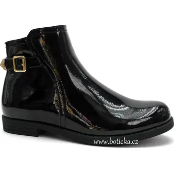 Dívčí polobotky V+J obuv SPROX obuv 292141 lakované černé Velikost: 37
