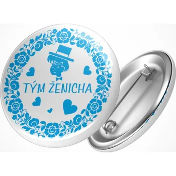 Svatební dekorace Rozlučková placka bílomodrá - průměr 25 mm