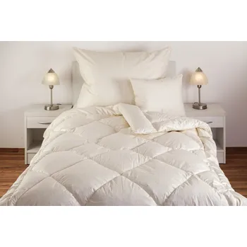 přikrývka JAN peří Péřová prošívaná přikrývka - husí drané peří - krémová - Deka prošívaná péřová HD2/ krémová - 200x140 cm