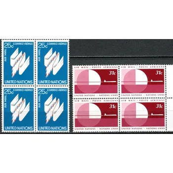 Poštovní známka (1977) MiNr. 309 - 310 ** - OSN New York - 4-bl - Letecké známky