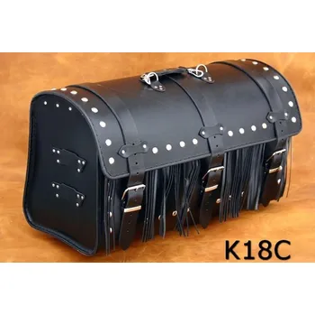 Zavazadlo na motocykl Kožený kufr na moto K18, 57 x 33 x 28cm - nýty a třásně / bez boční kapsičky