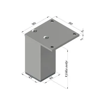 Nábytková noha N 45X45 B, hliník, výška 50mm