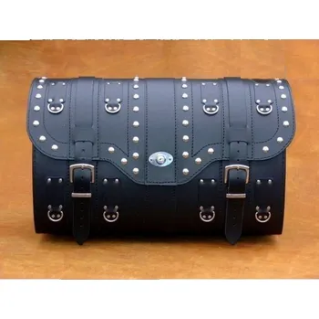 Zavazadlo na motocykl Kožený moto kufr se zámkem K15, 56x35x32cm - nýty a třásně / bez boční kapsičky / 56cm