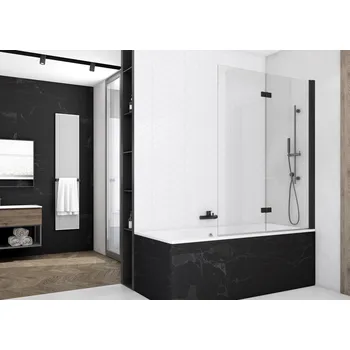 Vanová zástěna SOLB2 - dvoudílná vanová zástěna levá 110 cm, profil černý SOLB2G11006