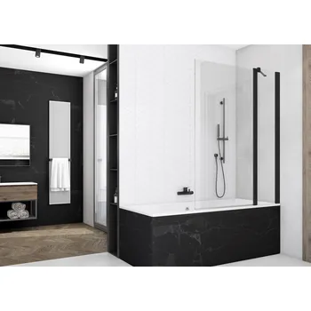 Vanová zástěna SOEB13 - jednodílná vanová zástěna s pevnou stěnou v rovině 110 cm, profil černý SOEB1311006