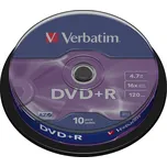 Verbatim DVD+R 4.7GB 16x cakebox 10 ks