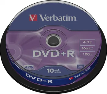 Optické médium Verbatim DVD+R 4.7GB 16x cakebox 10 ks