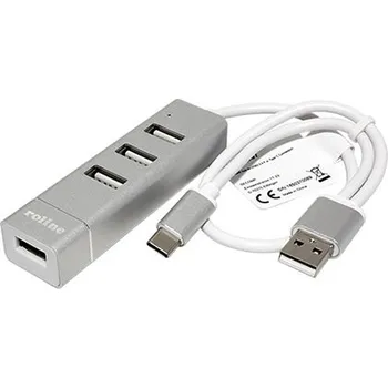 USB hub ROLINE USB 2.0 HUB, 4 porty, s kabelem USB A + USB C - 14.02.5037