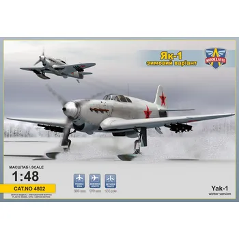 Plastikový model Modelsvit 1/48 Yak-1 Soviet Fighter on skis