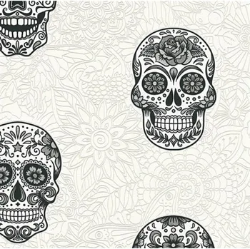 Tapeta Vliesové tapety na zeď lebky šedo-černé 35817-1