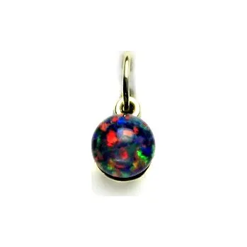 Přívěsek Zlatý přívěsek, černý syntetický opál, žluté zlato, P 1183 (opál 6 mm)