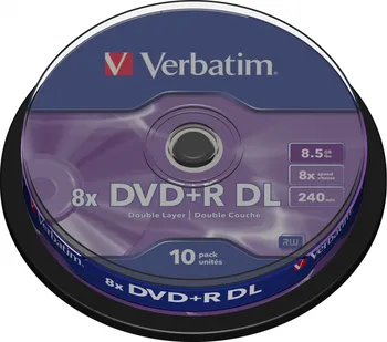 Optické médium Verbatim DVD+R DL 8.5GB  8x silver 10 cake