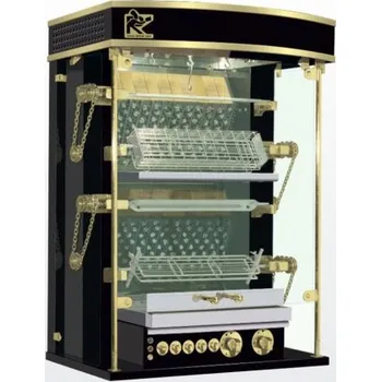 Zahradní gril Gril plynový Rotisol Olympia 975-4OLG s litinovým rekuperátorem, černý s mosaznými prvky